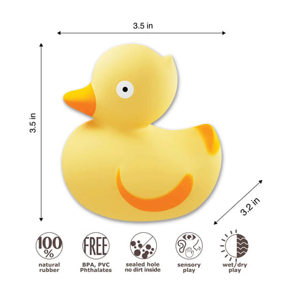 Lily the Duck Bath Toy Hole Free - 100% Pure Natural Rubber