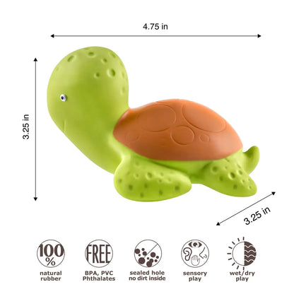 Sea Turtle Bath Toy Hole Free - 100% Pure Natural Rubber